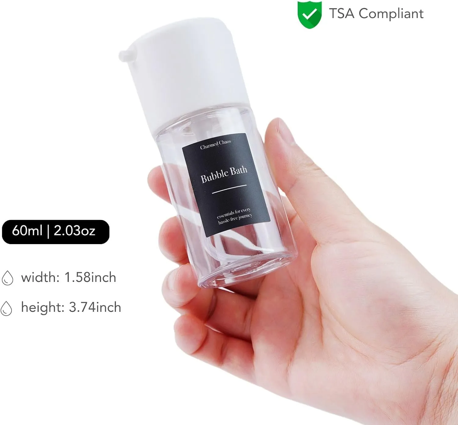 Fine Mist Spray Bottle Travel Size, Leak Proof TSA Approved BPA Free Refillable Liquid Bottle 8 Set (White, 2.03 oz)
