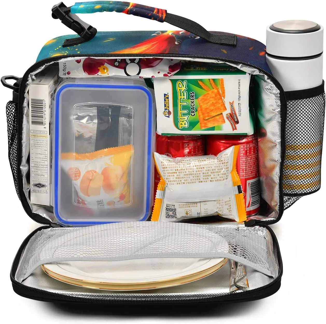 Fire Phoenix Lunch Bag, Reusable Lunch Box for Women Men, Insulated Cooler Bag Lunch Tote Bag with Shoulder Strap for School Office Picnic Travel