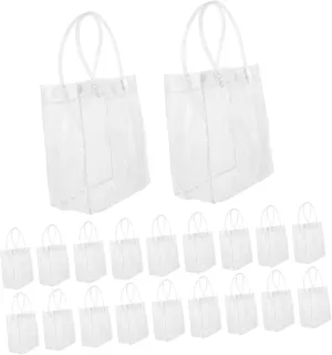 FIXOSHEE 40pcs Christmas Pvc Bags with Handle Snowflake Goodie Bags for Wedding Birthday Party Favor Elegant Present Wrapping
