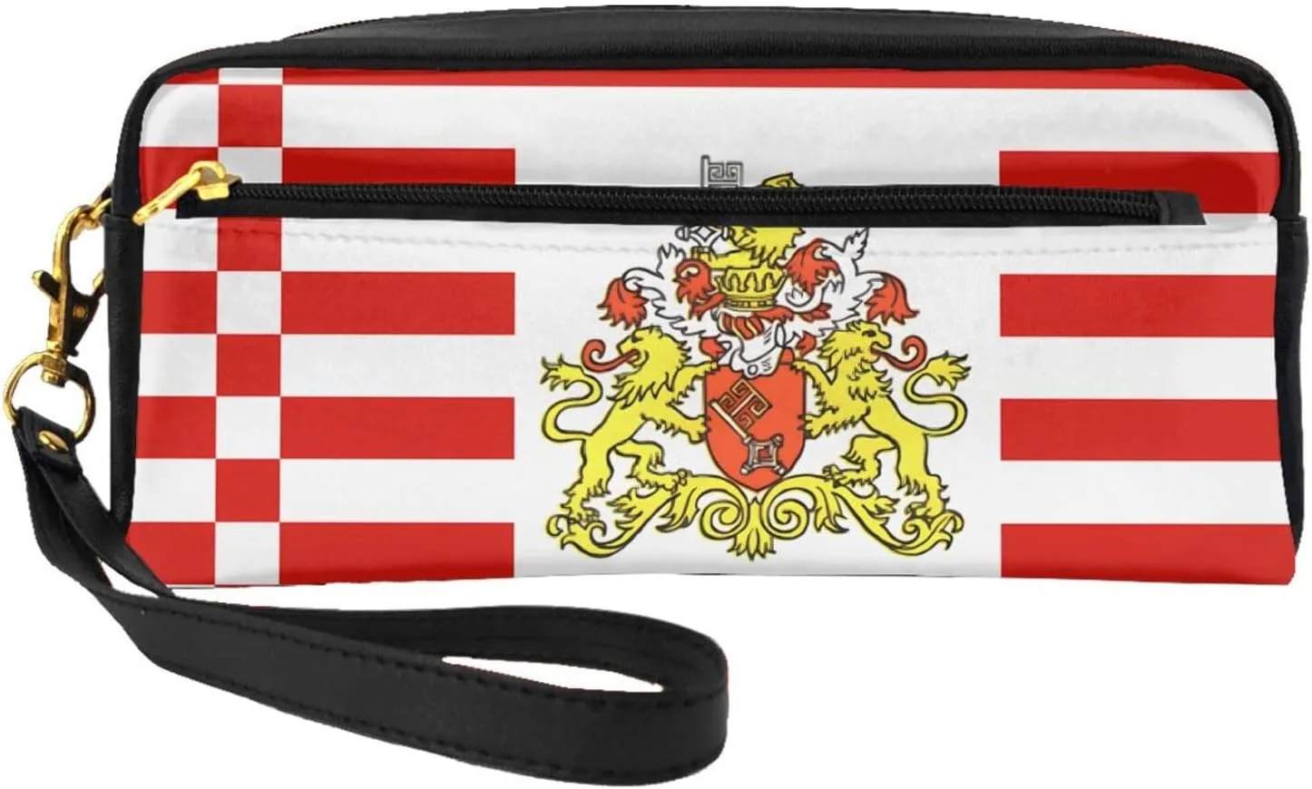 Flag of the Senate of Bremen Print Leather Small Makeup Bag â€“ Travel Toiletry Bag, Women Purse, Reusable Cosmetic Accessories Organizer