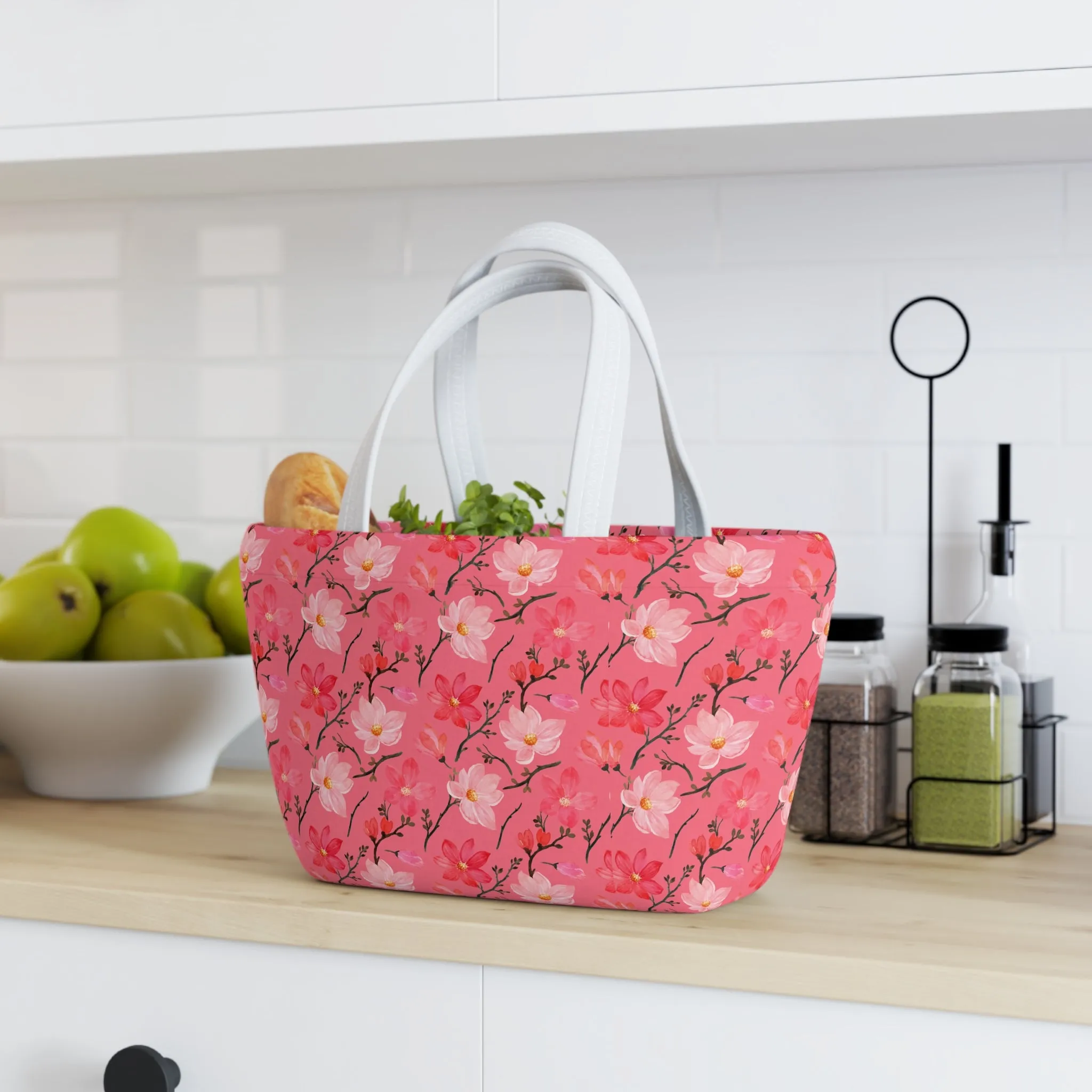 Floral Lunch Bag - Stylish Insulated Tote for Work & Picnics