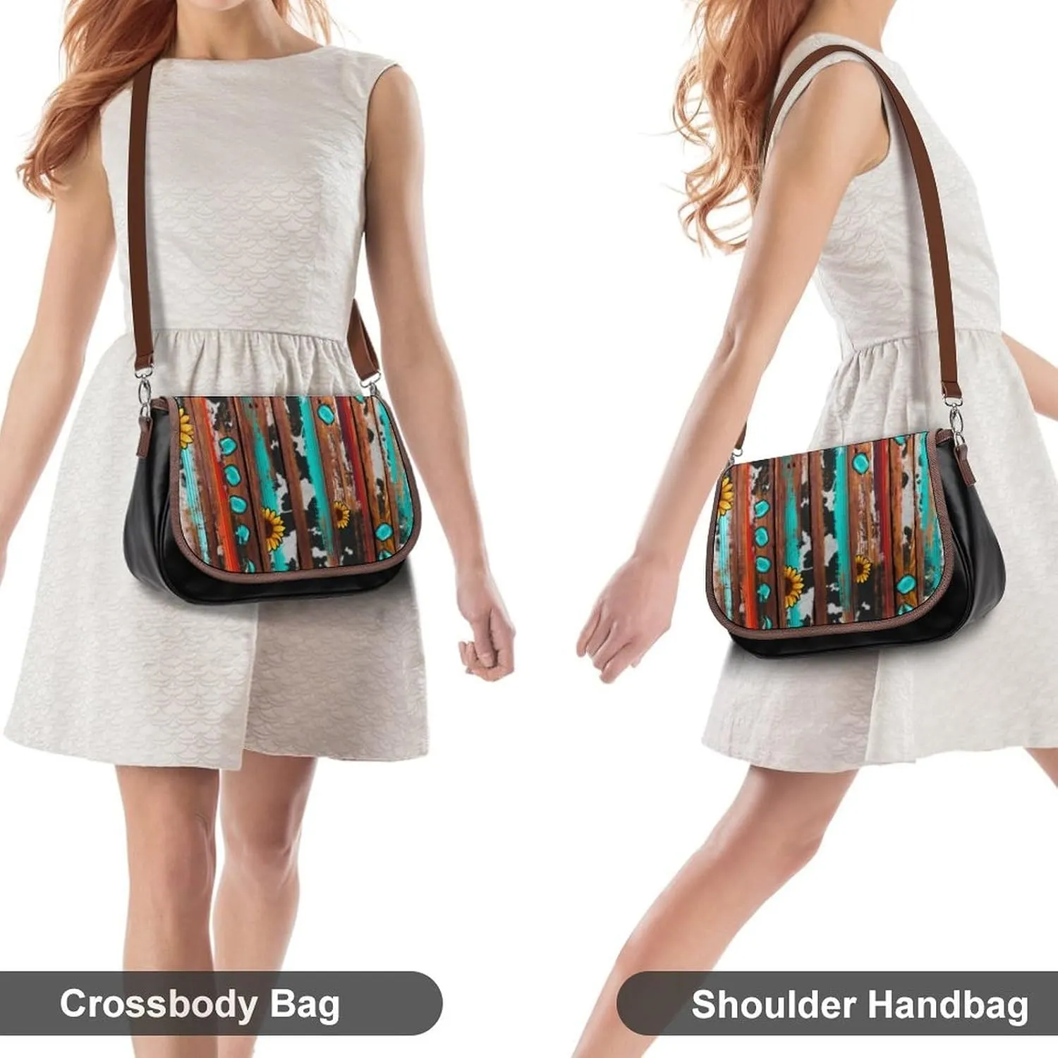 Flower Of Life Sacred Geometry Leather Decorative Crossbody Strap Backpack, Large Capacity Shoulder Bag