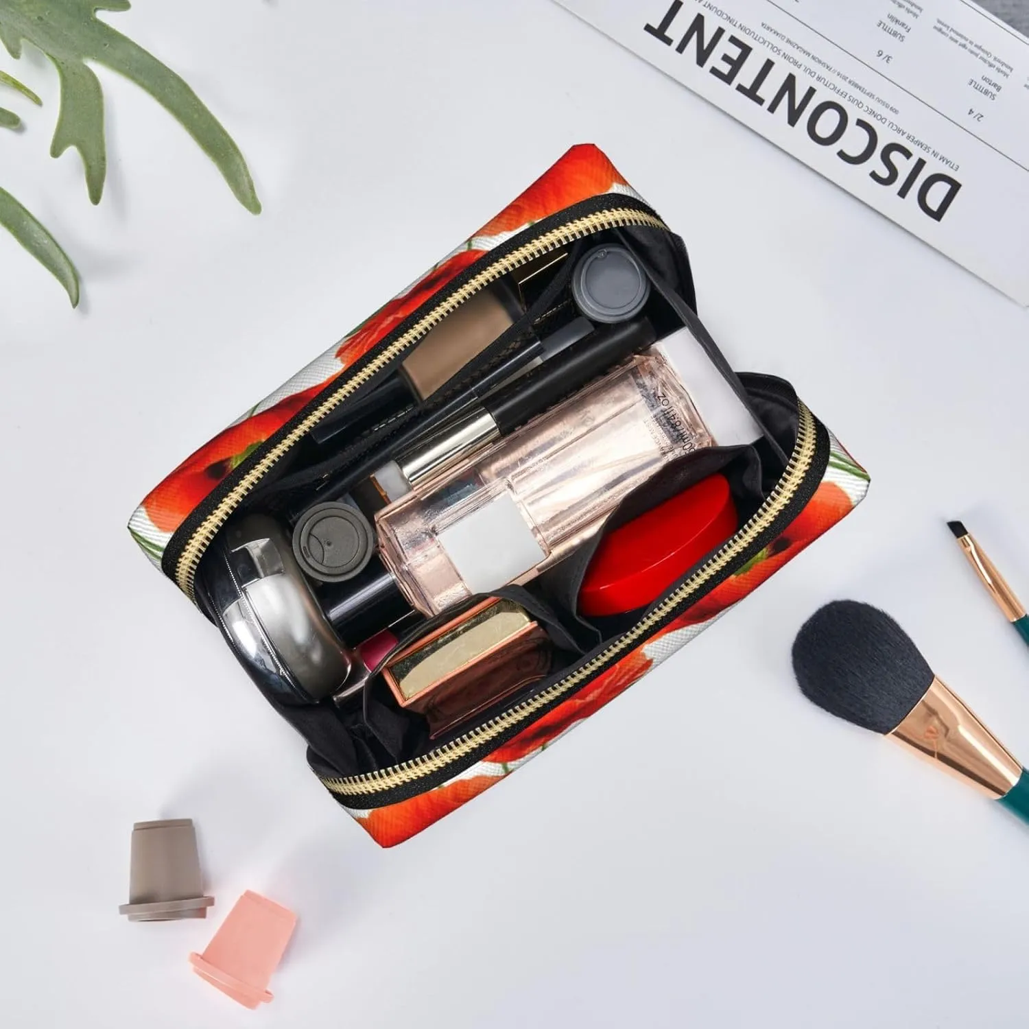 Flower Toiletry Pouch, Travel-Friendly Makeup Organizer For Makeup Brushes, Lipsticks