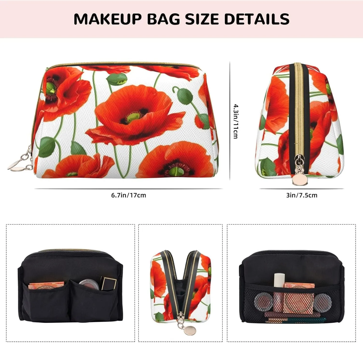 Flower Toiletry Pouch, Travel-Friendly Makeup Organizer For Makeup Brushes, Lipsticks