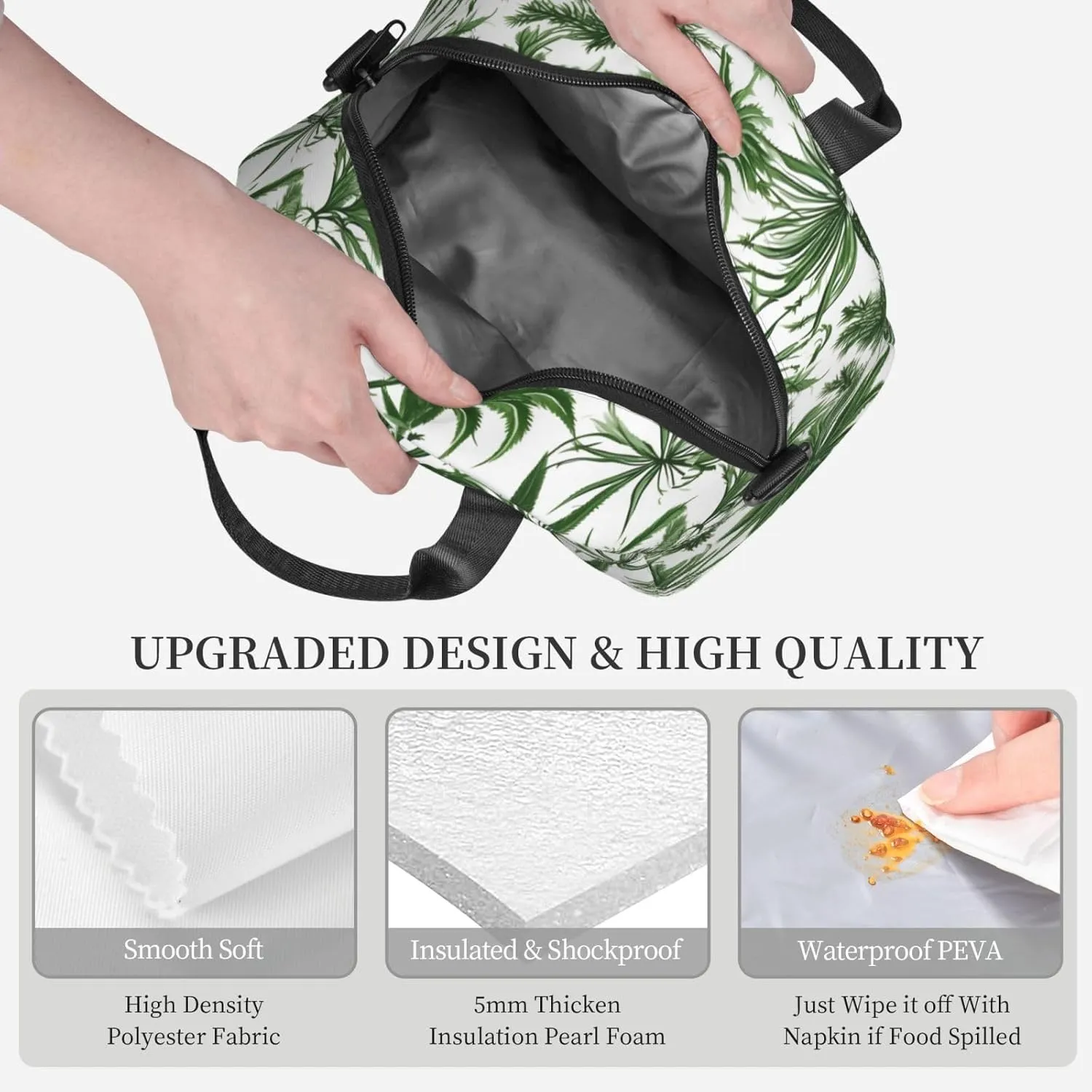 Flowering Herbs And Herbaceous Plants Insulated Lunch Box Lunch Bag For Women Men Adult Size Reusable For Work Travel Outings