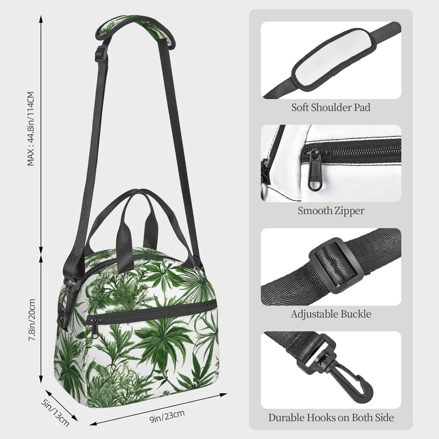 Flowering Herbs And Herbaceous Plants Insulated Lunch Box Lunch Bag For Women Men Adult Size Reusable For Work Travel Outings