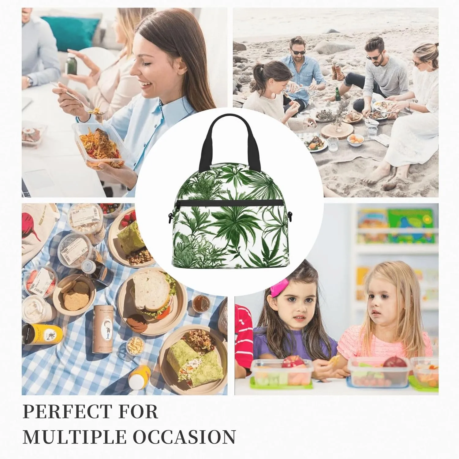 Flowering Herbs And Herbaceous Plants Insulated Lunch Box Lunch Bag For Women Men Adult Size Reusable For Work Travel Outings