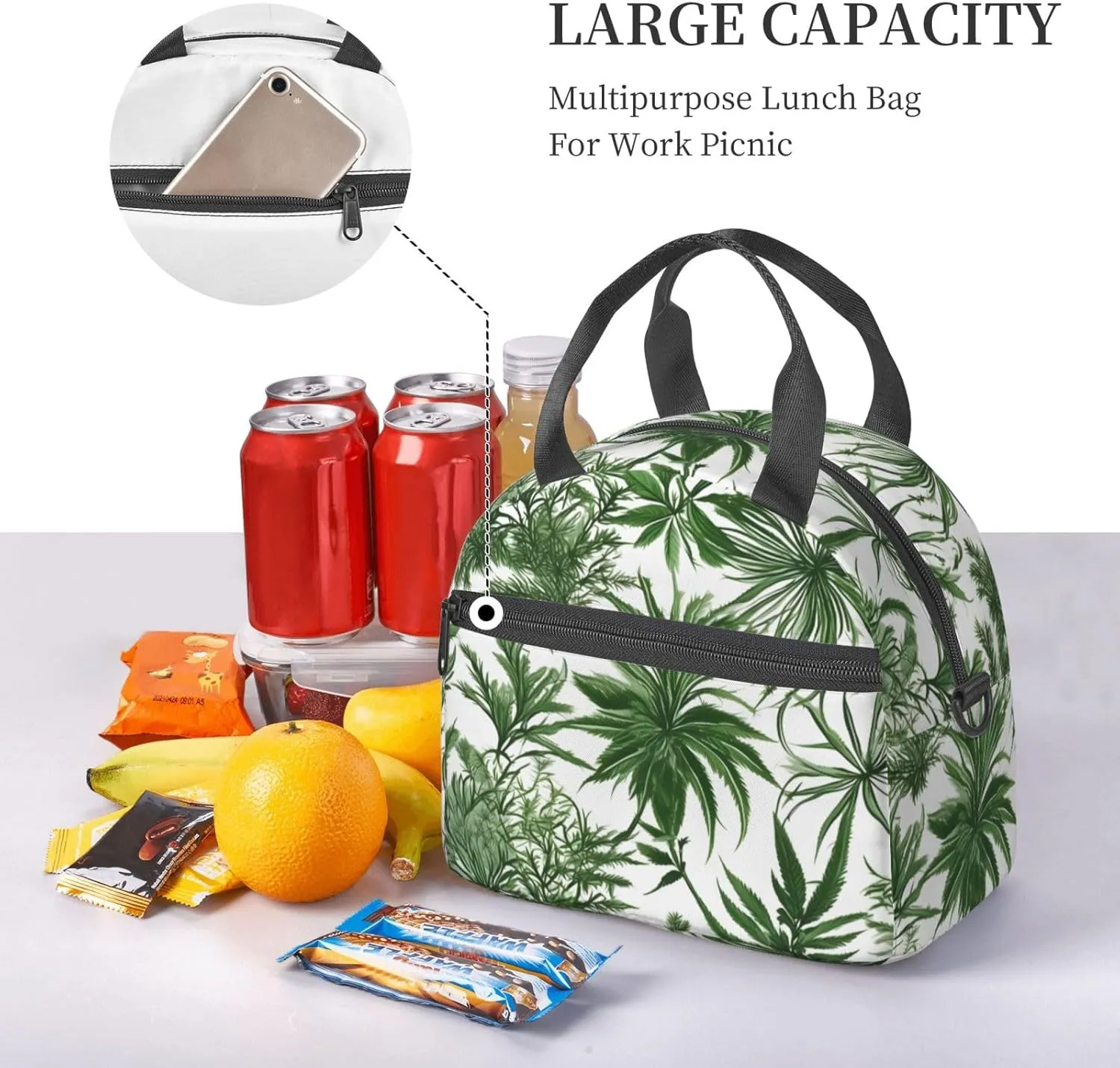 Flowering Herbs And Herbaceous Plants Insulated Lunch Box Lunch Bag For Women Men Adult Size Reusable For Work Travel Outings