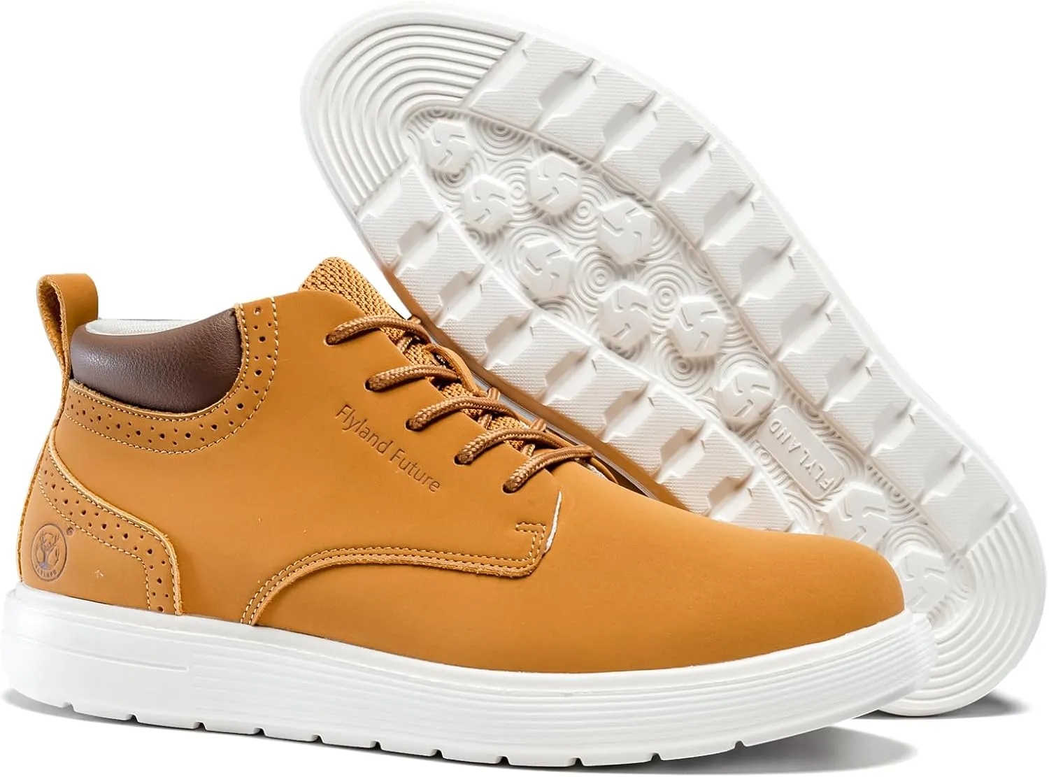 FLYLAND Men's Fashion Sneakers Chukaa Boots Leather Shoes Lace Up Lightweight Dress Boots Walking Driving Shoes