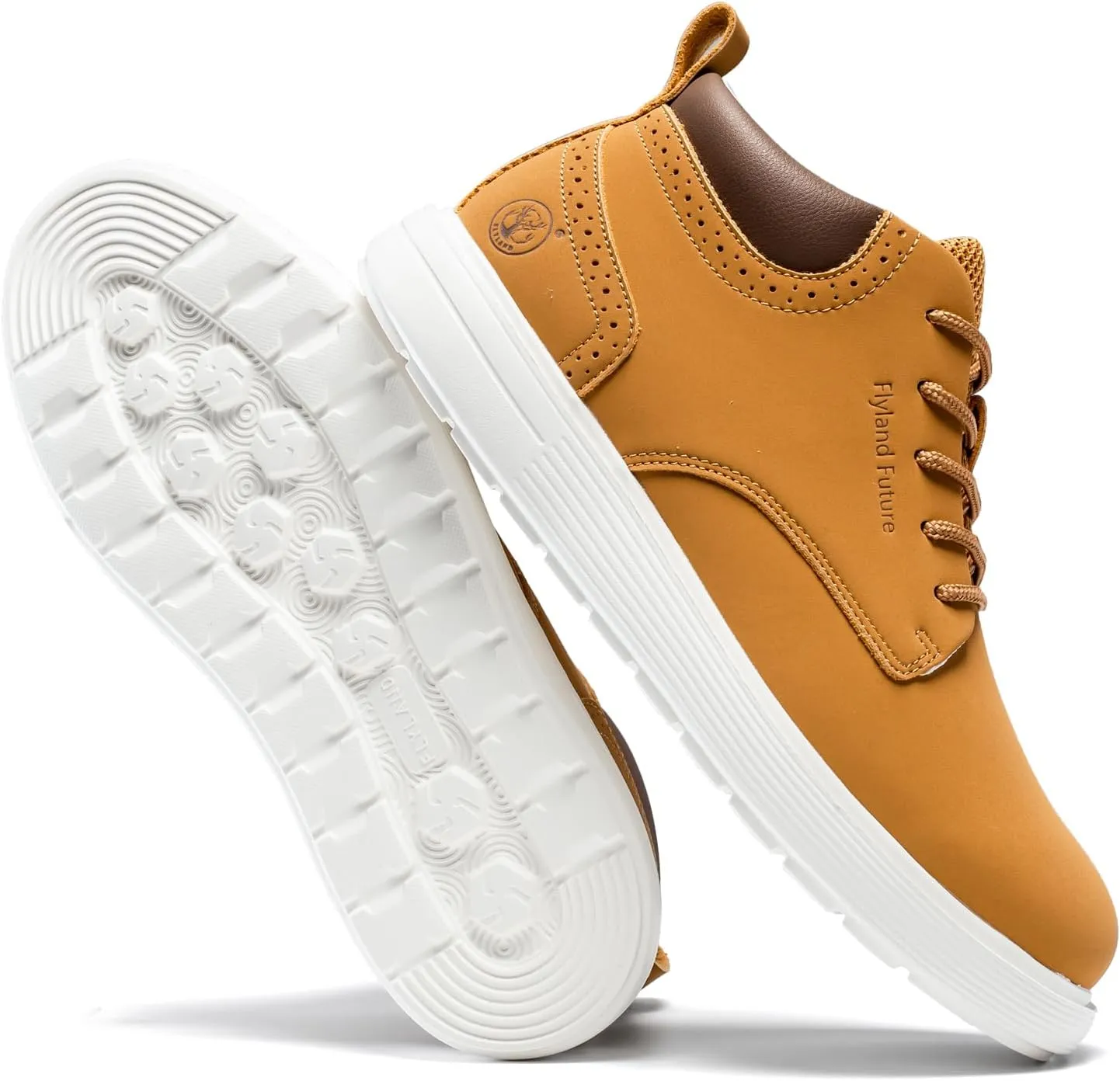 FLYLAND Men's Fashion Sneakers Chukaa Boots Leather Shoes Lace Up Lightweight Dress Boots Walking Driving Shoes