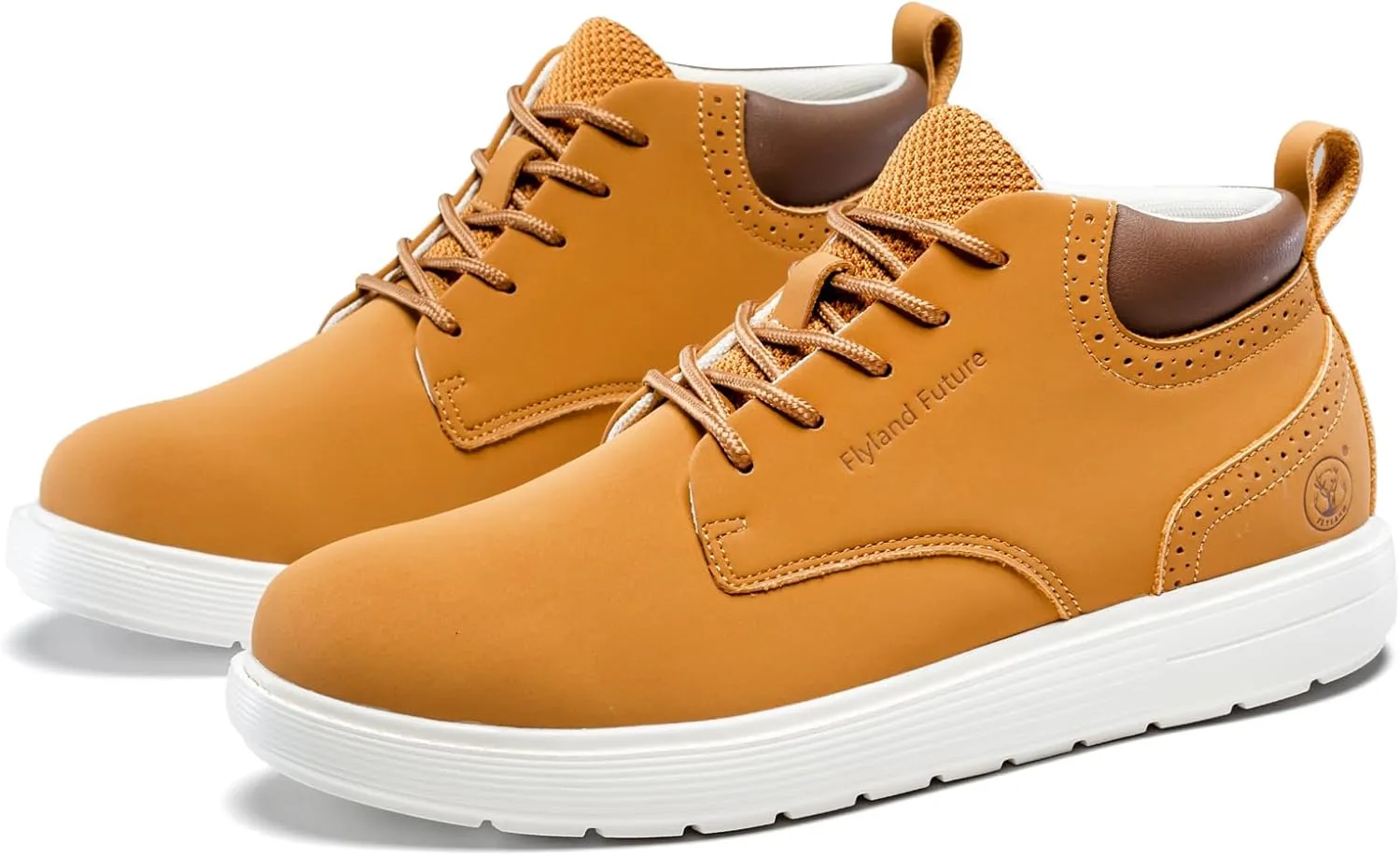 FLYLAND Men's Fashion Sneakers Chukaa Boots Leather Shoes Lace Up Lightweight Dress Boots Walking Driving Shoes