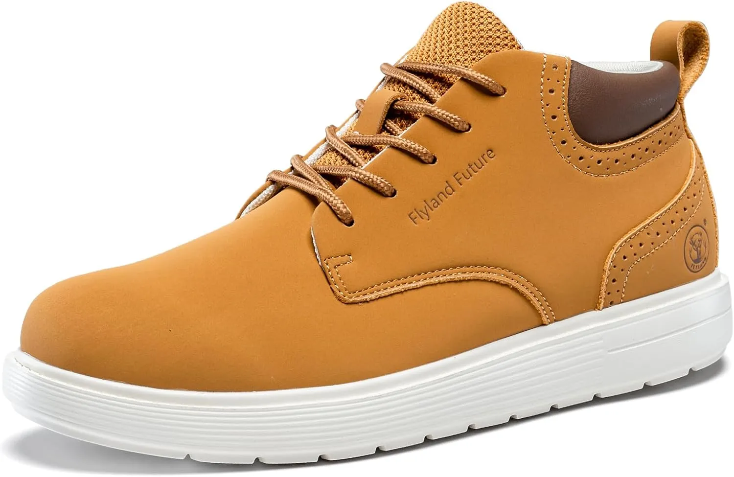 FLYLAND Men's Fashion Sneakers Chukaa Boots Leather Shoes Lace Up Lightweight Dress Boots Walking Driving Shoes