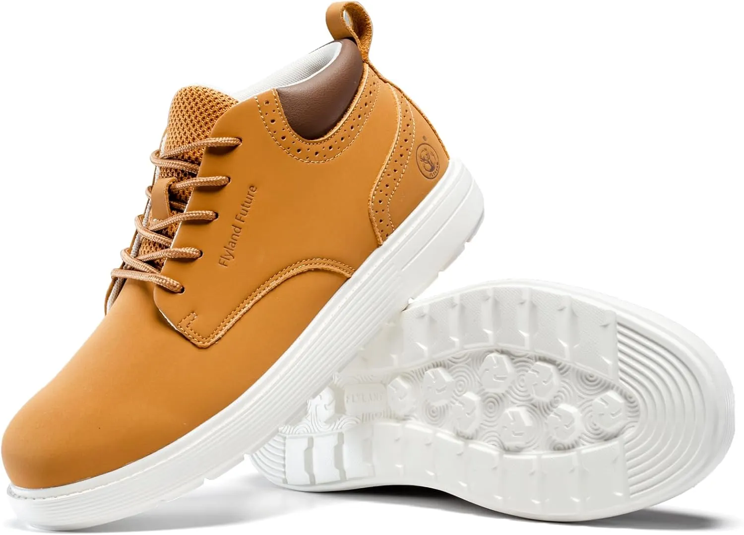 FLYLAND Men's Fashion Sneakers Chukaa Boots Leather Shoes Lace Up Lightweight Dress Boots Walking Driving Shoes