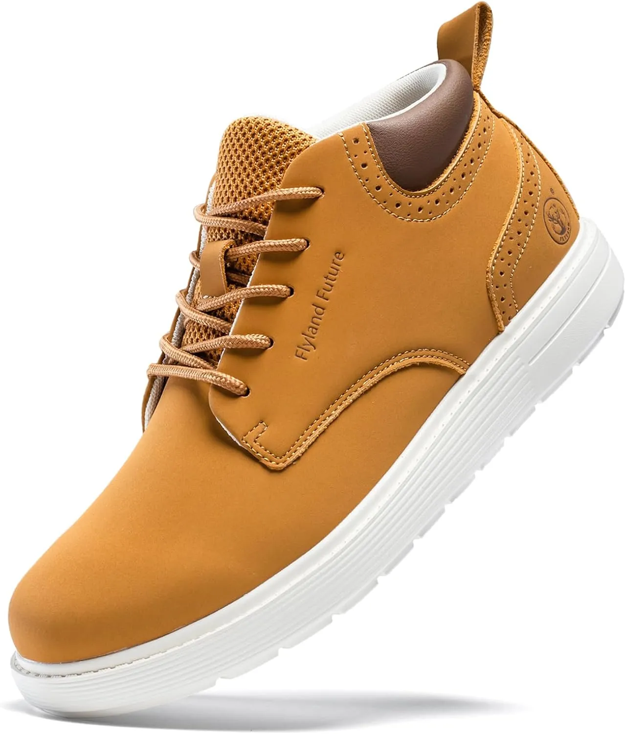 FLYLAND Men's Fashion Sneakers Chukaa Boots Leather Shoes Lace Up Lightweight Dress Boots Walking Driving Shoes