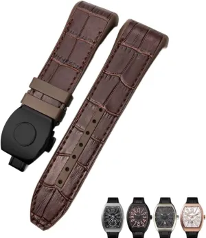 For Franck Muller Watch Band 28mm Cowhide Silicone Watch Strap Nylon Rubber Folding Buckle Watch Bands For Men Bracelet