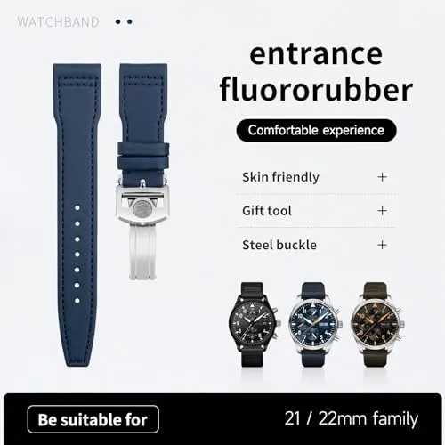 For IWCSPITFIRE MARK 18 for Portugieser for Portofino Pilot for IW3777 Wristband 20mm 21mm 22mm Nylon Canvas Leather Watchbands (Black SILVER buckle A,20MM)