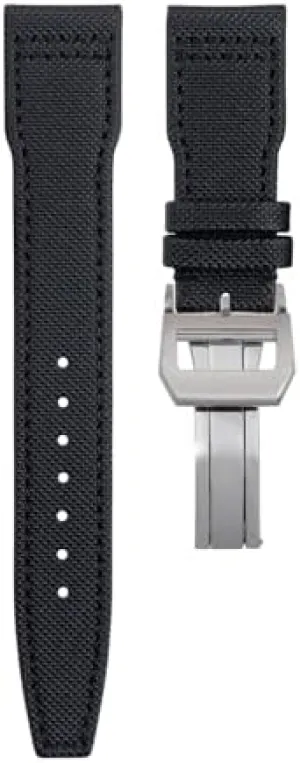 For IWCSPITFIRE MARK 18 for Portugieser for Portofino Pilot for IW3777 Wristband 20mm 21mm 22mm Nylon Canvas Leather Watchbands (Black SILVER buckle A,20MM)