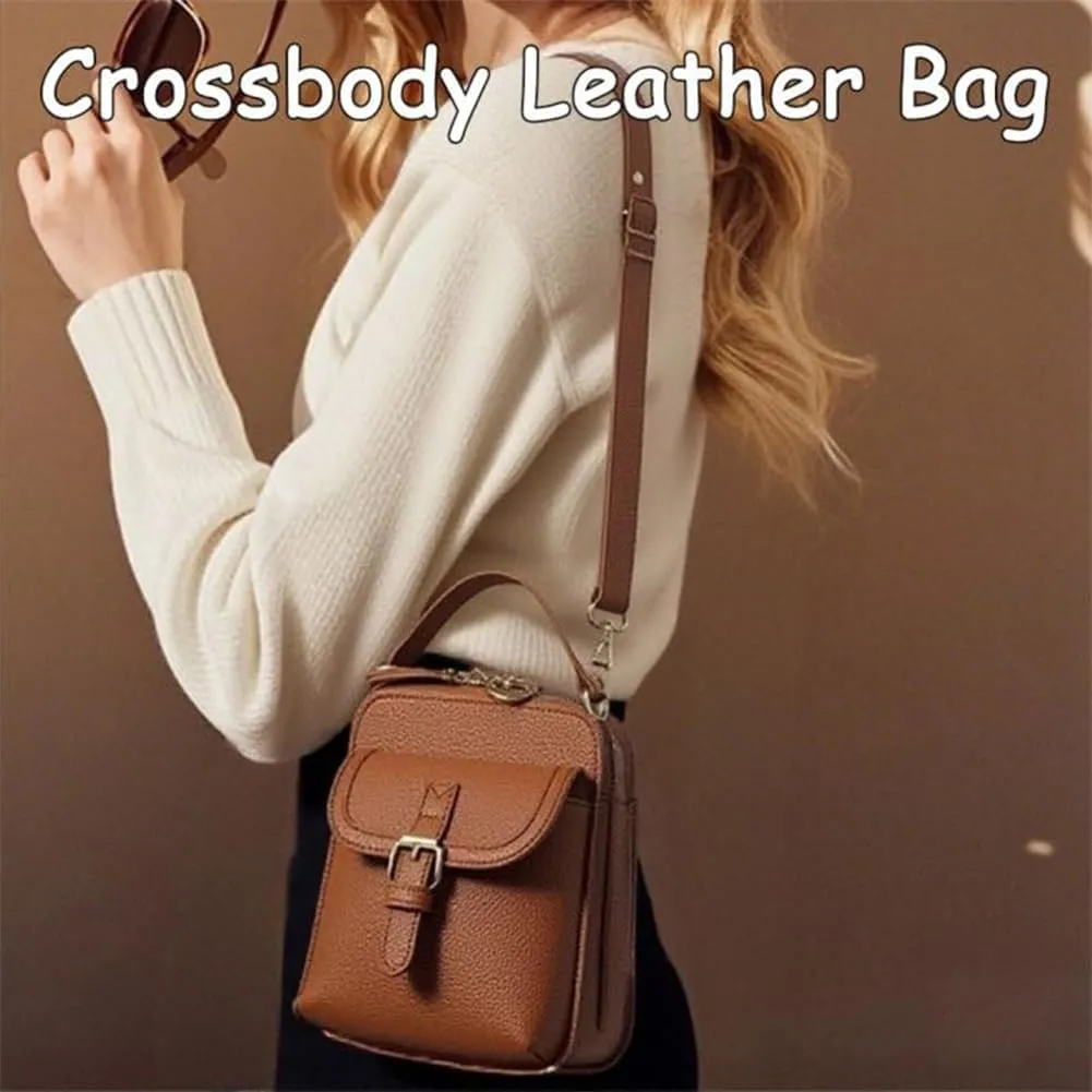 Forcipower Crossbody Bag, Leather Crossbody Bag for Women Men, Vintage Cross Body Shoulder Purse with Card Slots