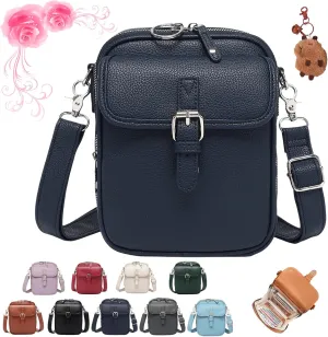 Forcipower Crossbody Bag, Leather Crossbody Bag for Women Men, Vintage Cross Body Shoulder Purse with Card Slots