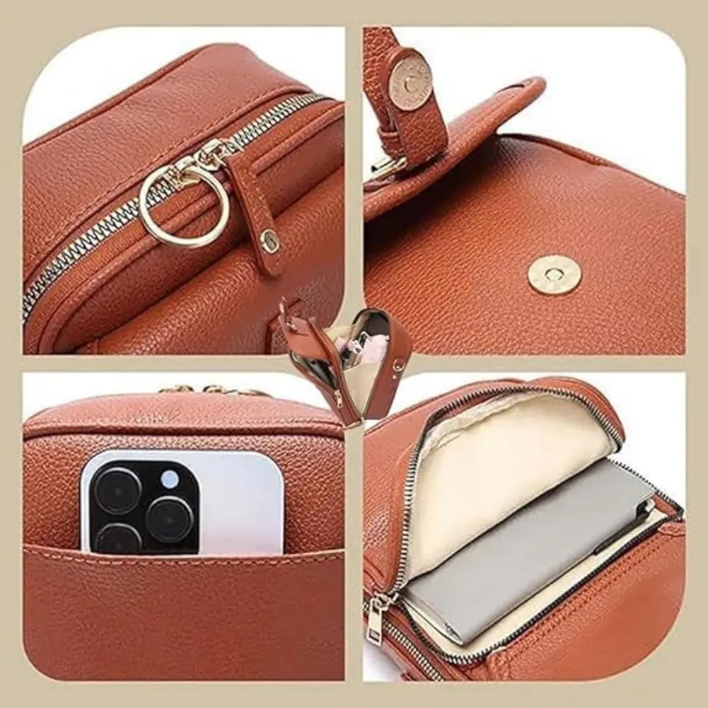 Forcipower Crossbody Leather Bag, Collaboraten1 Crossbody Leather Bag, Anti-Theft Vintage Shoulder Bag Purse