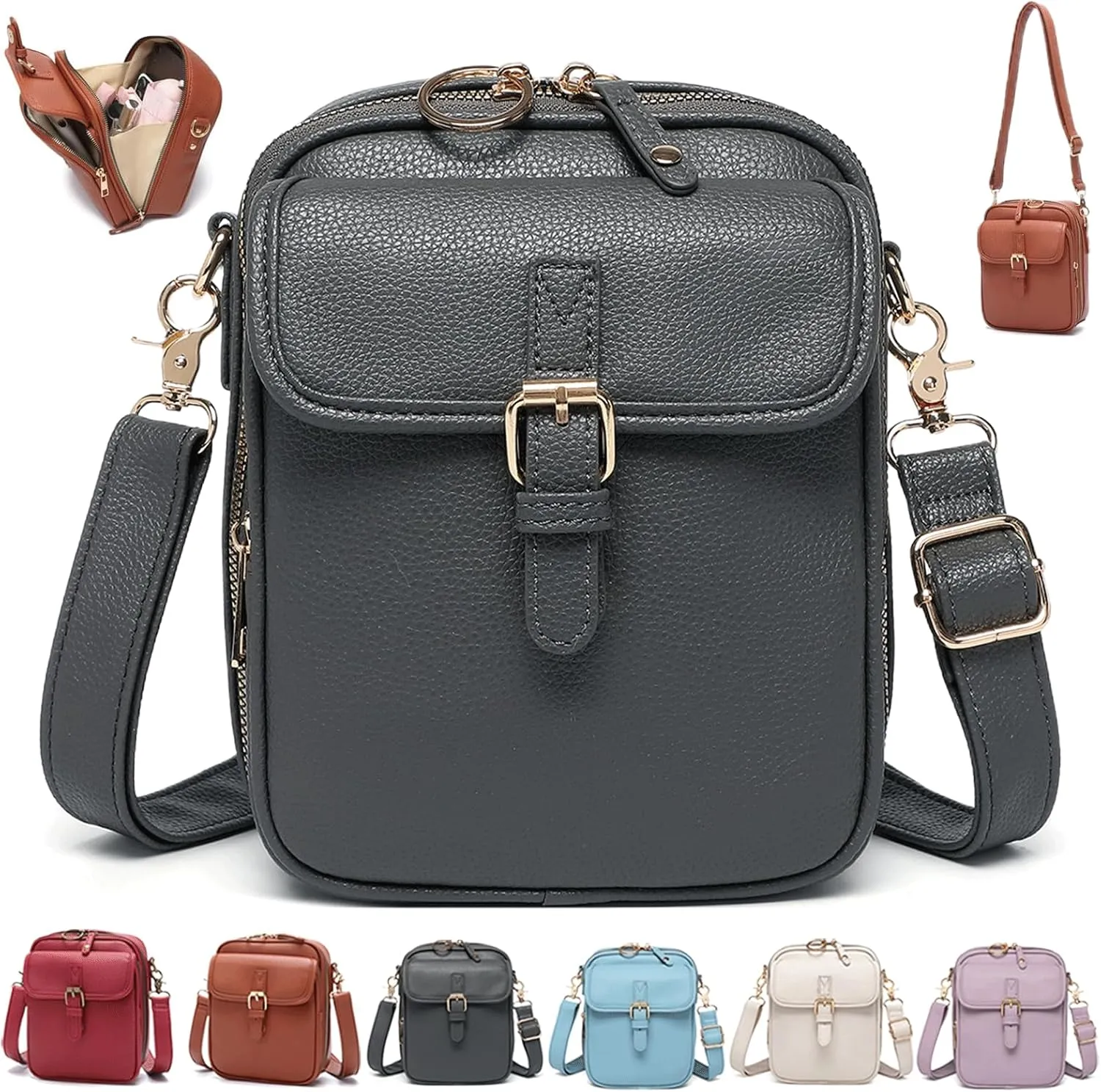 Forcipower Crossbody Leather Bag, Urvashi Crossbody Bag, Vintage Anti Theft Messenger Shoulder Bag, Built in Wallet