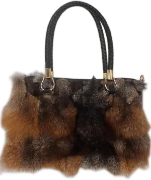 Fosrion Luxury Real Fox Fur Handbag For Women Ladies Furry Shoulder Bag