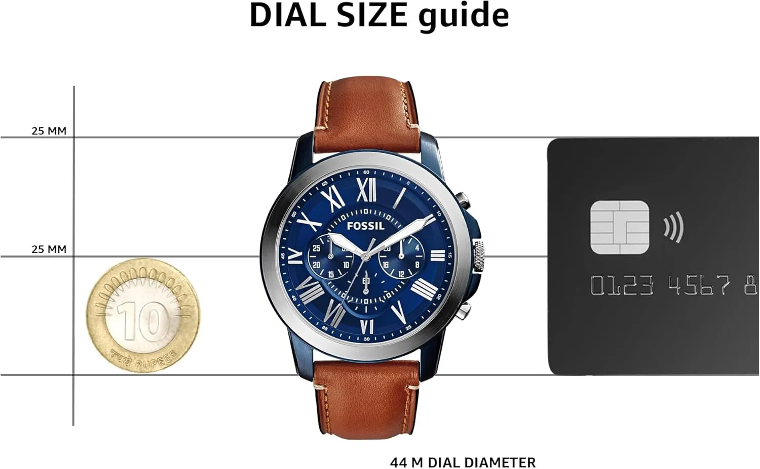 Fossil Men's Grant Quartz Stainless Steel and Leather Chronograph Watch