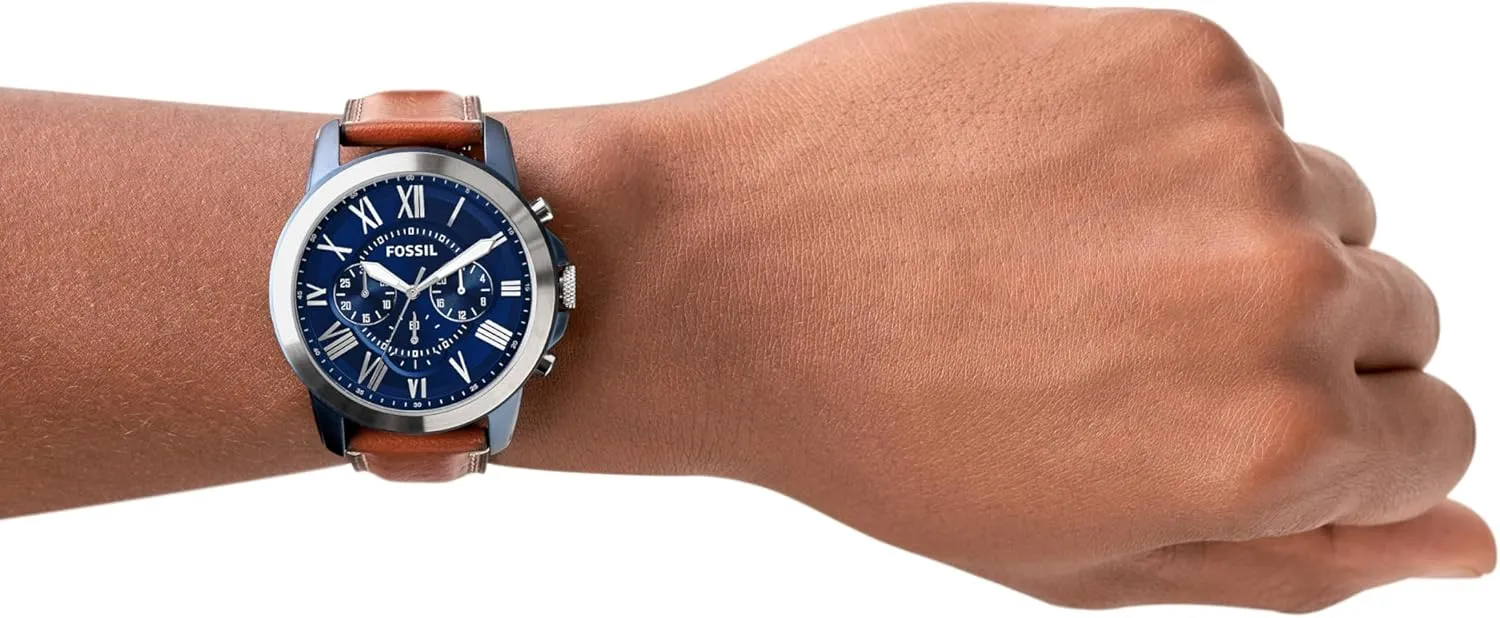 Fossil Men's Grant Quartz Stainless Steel and Leather Chronograph Watch