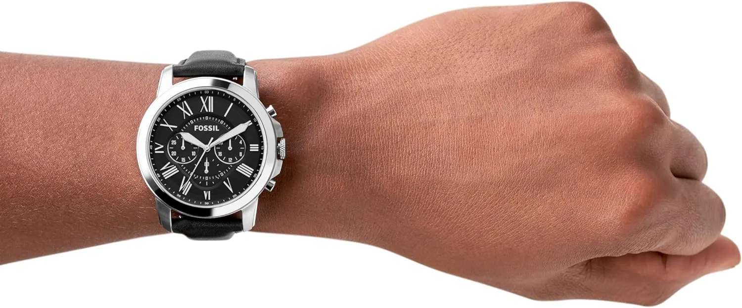 Fossil Men's Grant Quartz Stainless Steel and Leather Chronograph Watch