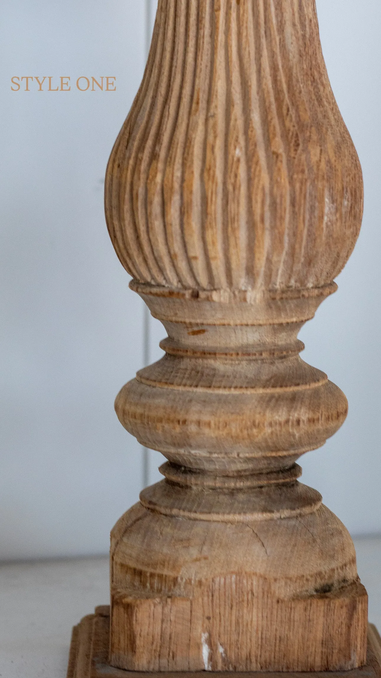 Found Hand-Carved Wood Table Leg Pillar Candle