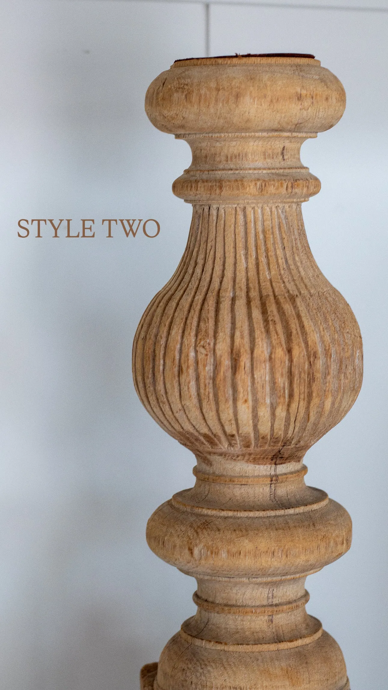 Found Hand-Carved Wood Table Leg Pillar Candle