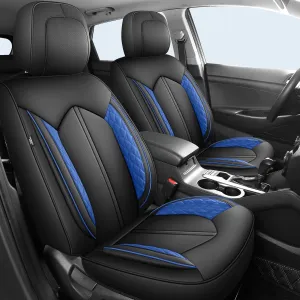 FREESOO Car Seat Covers Only Front 2pc, Breathable Faux Leather Seat Covers for Cars, Automotive Universal Seat Cover Protector Fit for Most Sedan SUV Pick-up Truck(BlackBlue)