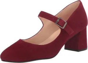 French Sole Tycoon - Heels for Women - Ankle Strap - Buckle Closure - Round Toe - Leather Lining - Flared Heel Wine 6 M