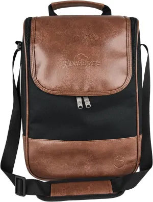 Freshore® Wine Leather Tote Cooler Insulated Bag - Luxury 2 Bottle Carrier Design For Lunch/Travel - Idea Gift For Women/Man