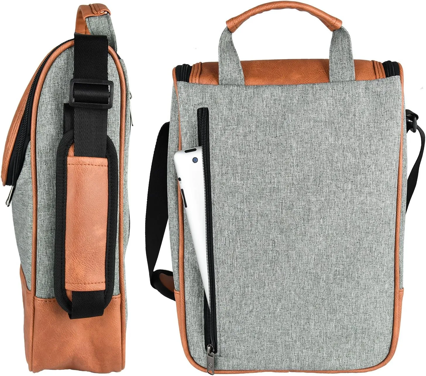 Freshore® Wine Leather Tote Cooler Insulated Bag - Luxury 2 Bottle Carrier Design For Lunch/Travel - Idea Gift For Women/Man