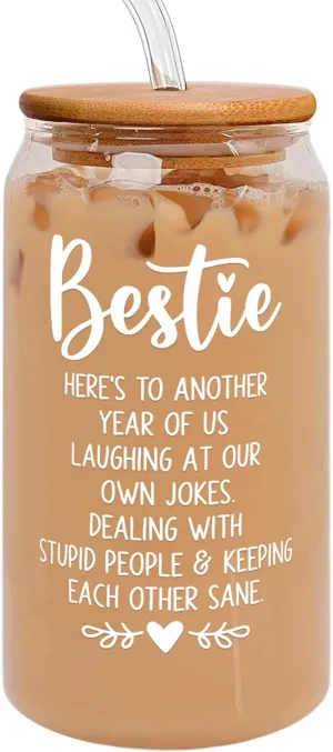 Friendship Gifts for Women Friends - Mothers Day Gift for Friends Female, Best Friend Birthday Gift for Women - Ideas for Best Friend, Bestie - 16 Oz Can Glass