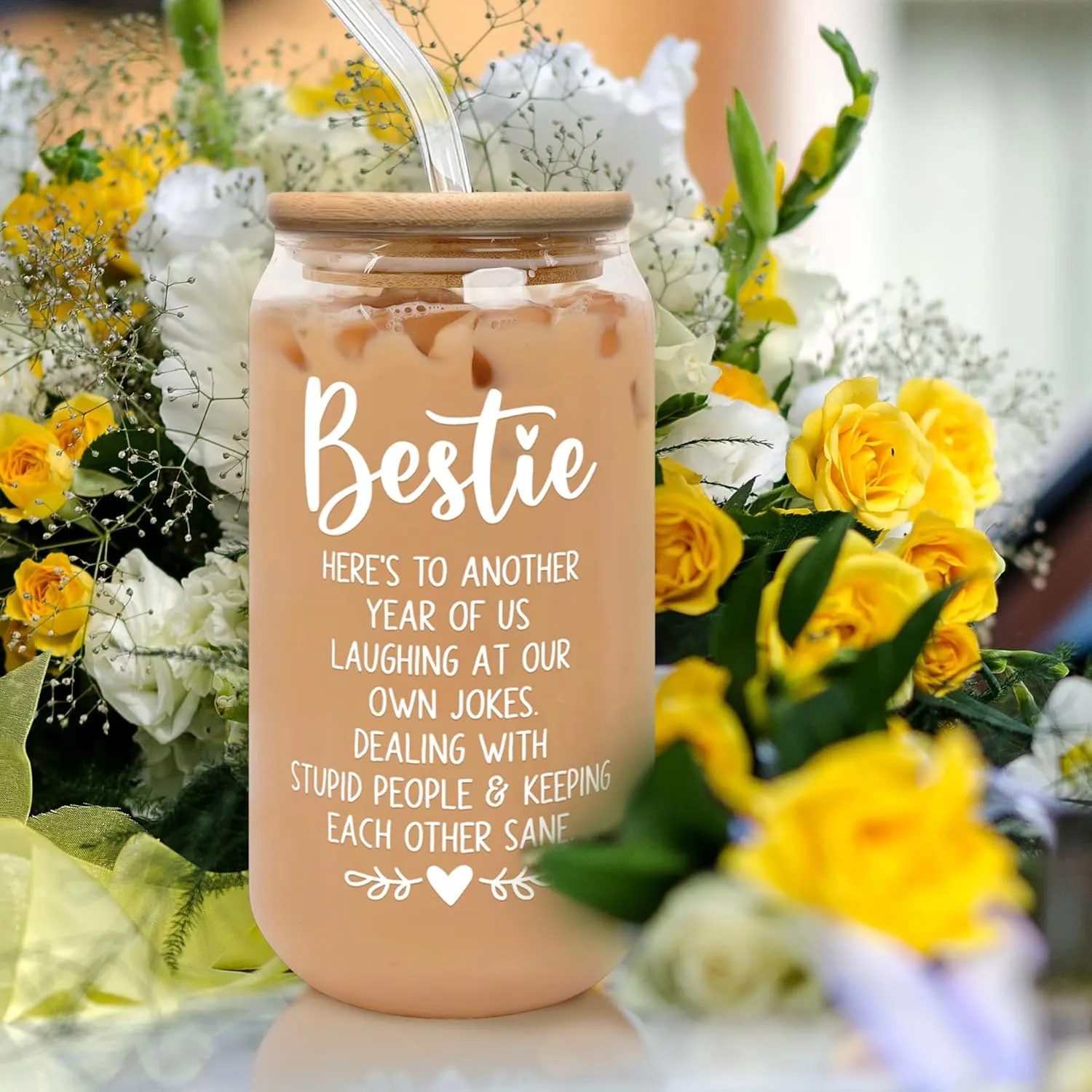 Friendship Gifts for Women Friends - Mothers Day Gift for Friends Female, Best Friend Birthday Gift for Women - Ideas for Best Friend, Bestie - 16 Oz Can Glass