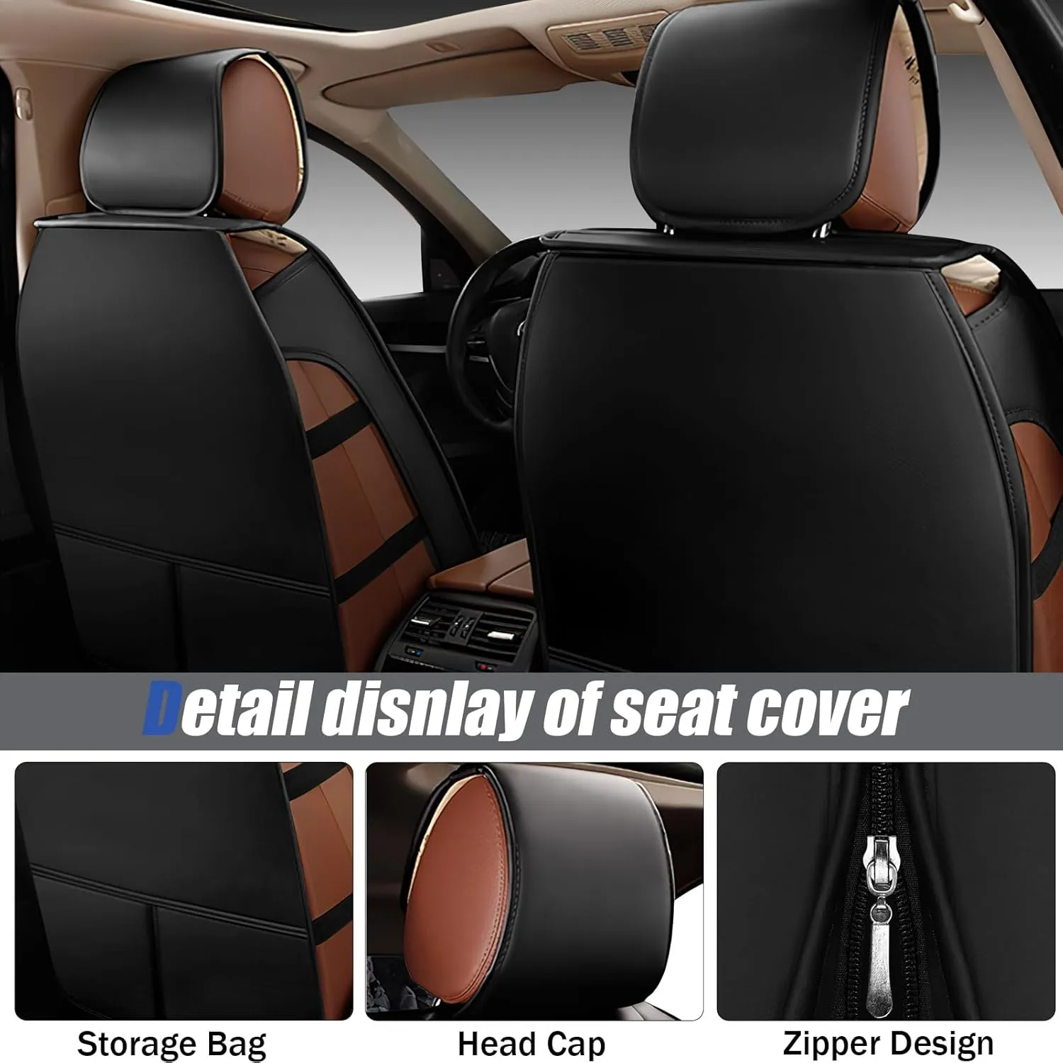 Front Car Seat Cover for Subaru Ascent 2019-2025, Airbag Compatible Car Cushion Cover Universal fit for Most Sedans Hatchback SUV Pick-up Truck Black Blue