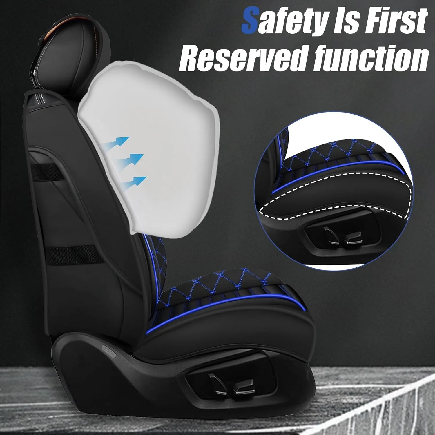 Front Car Seat Cover for Subaru Ascent 2019-2025, Airbag Compatible Car Cushion Cover Universal fit for Most Sedans Hatchback SUV Pick-up Truck Black Blue