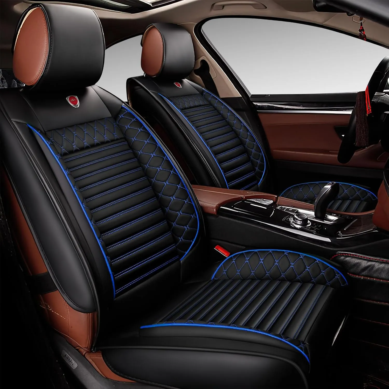 Front Car Seat Cover for Subaru Ascent 2019-2025, Airbag Compatible Car Cushion Cover Universal fit for Most Sedans Hatchback SUV Pick-up Truck Black Blue