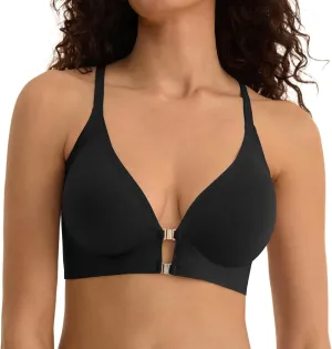 Front Closure Bras for Women with Metal Magnetic Snap, S-XL, Seamless and Wireless Racerback Bra, Comfortable Bralette