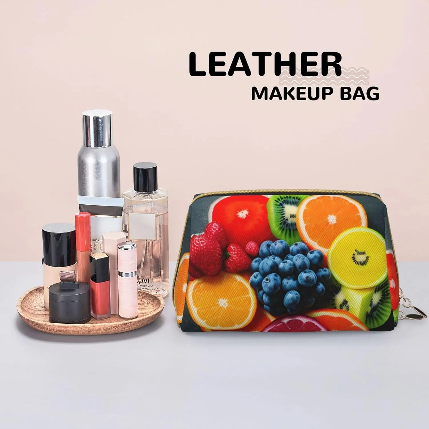 Fruit Rainbow Toiletry Pouch, Travel-Friendly Makeup Organizer For Makeup Brushes, Lipsticks