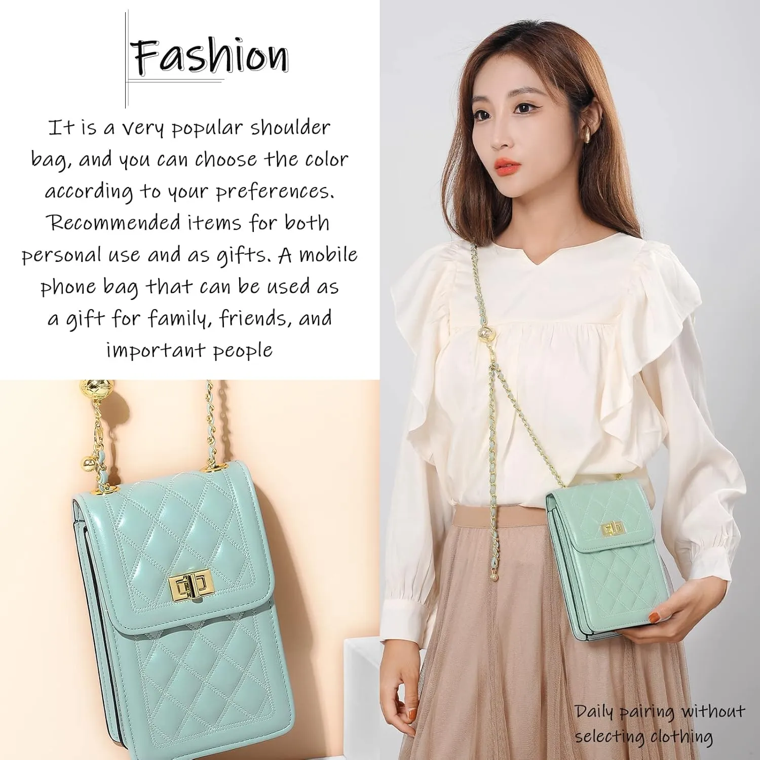 FSD.WG Women Small Crossbody Cell Phone Purse Leather Phone Purse Mini Messenger Shoulder Handbag Wallet