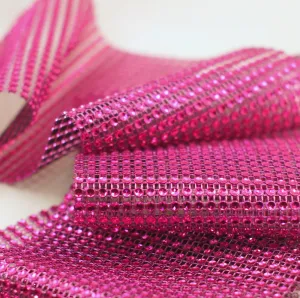 Fuchsia Diamond Rhinestone Ribbon Wrap 4.75'' 10 Yards