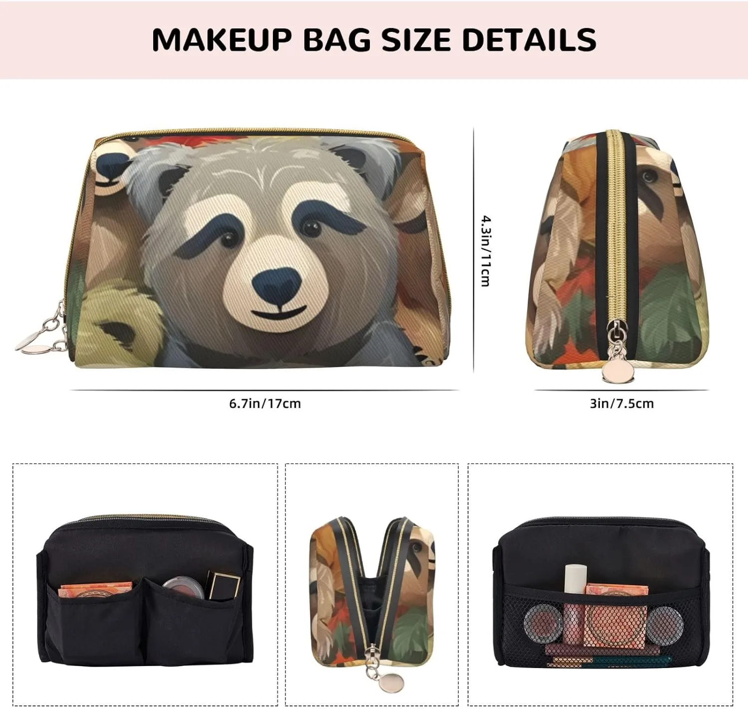 Funny Sloths Toiletry Pouch, Travel-Friendly Makeup Organizer For Makeup Brushes, Lipsticks