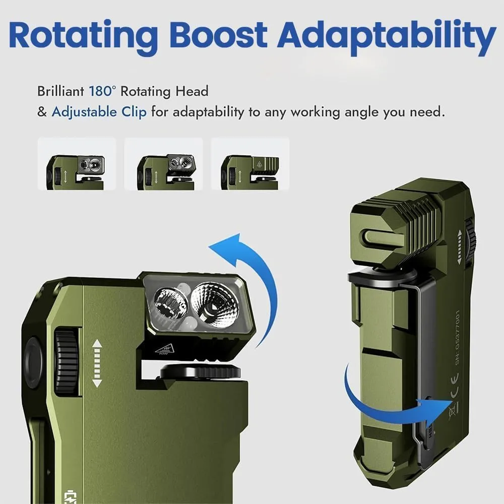 G5 EDC Flashlight -400 lumens Portable mini Flashlight, 180 ° Rotating Head, USB-C Charging, IP68 Waterproof, RGB/White Light Dual Mode, Magnetic Design (Ultra Portable Emergency Lighting) Green