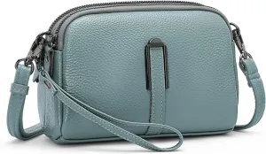 GAEKEAO Crossbody Bags for Women Small Genuine Leather Shoulder Purse Cross Body Bag with Wristlet Top Zipper