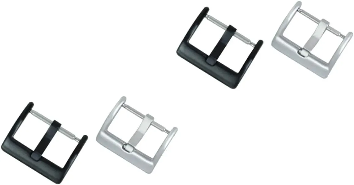 GALPADA 4pcs Stainless Steel Watchband Clasp Buckle for Electronic Straps Silver Black Accessories for Easy Installation