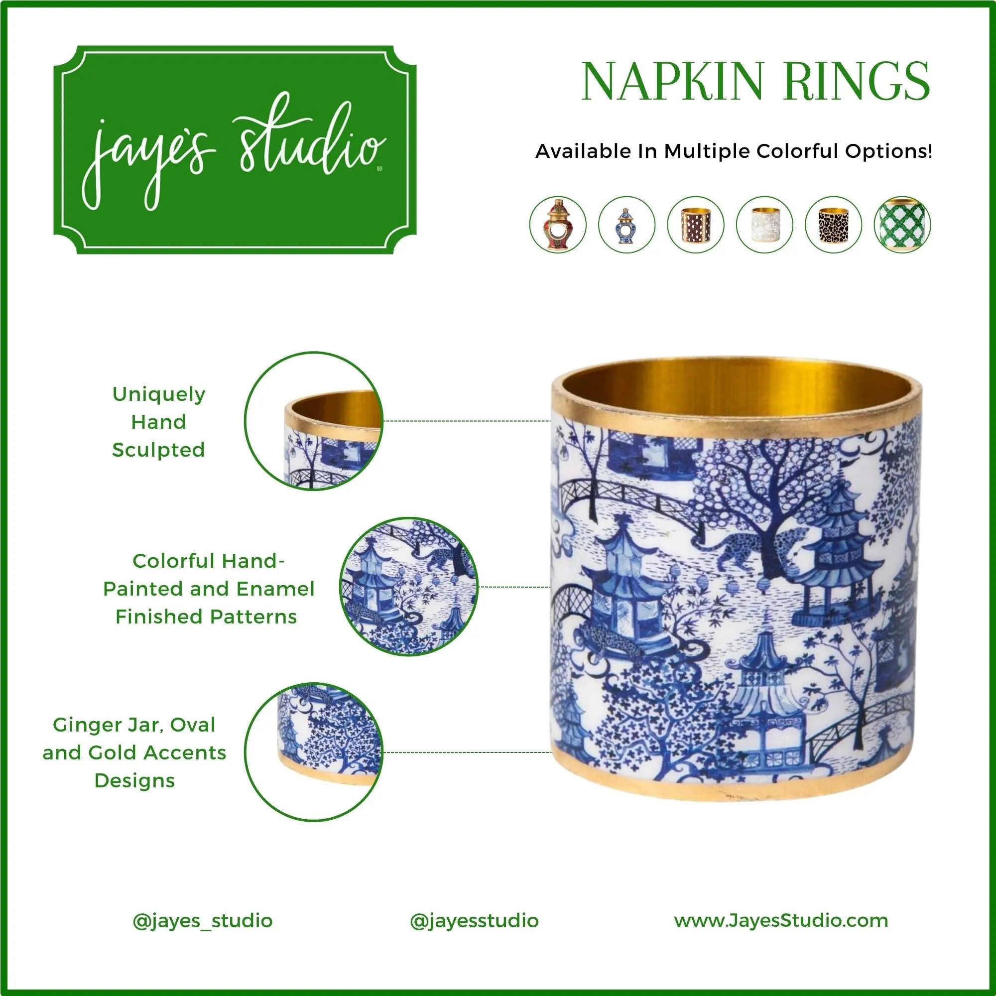 Garden Party Enameled Napkin Ring (4 Pack)
