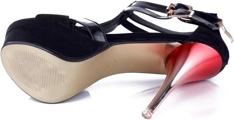 GATUXUS Open Toe Women Platform High Heel Shoes Strappy Pump for Party Prom